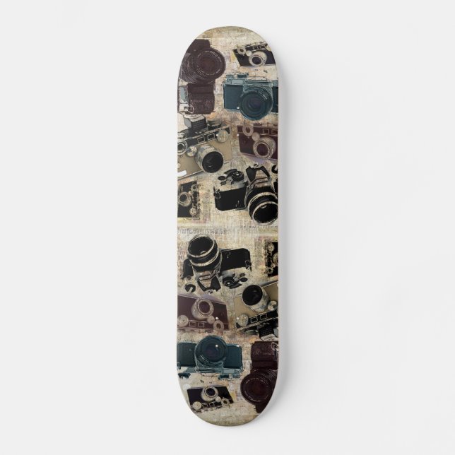 distressed photographer photography retro Camera Skateboard (Front)