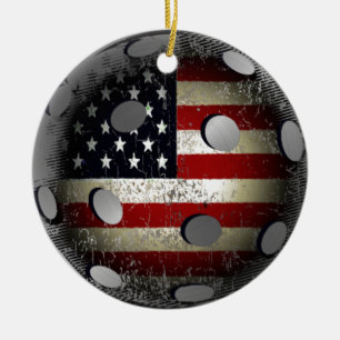 Distressed Pickleball Flag Ceramic Ornament