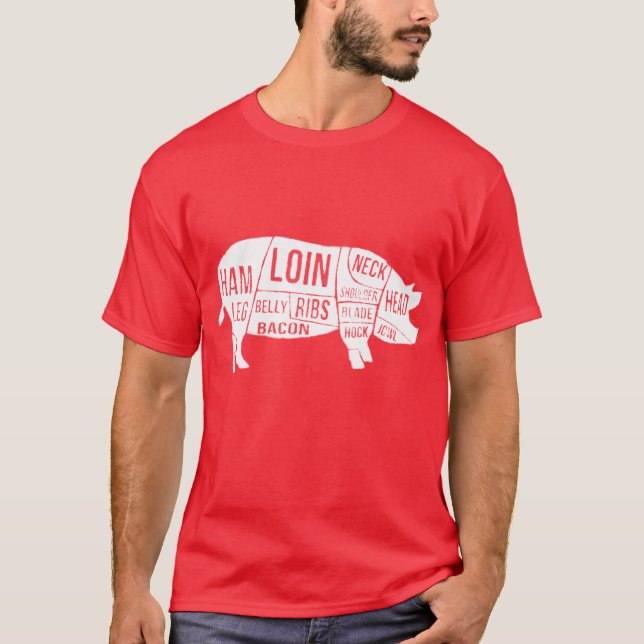Distressed Pig Parts and Cuts T-Shirt (Front)