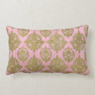Distressed Pink and Gold Throw Pillow