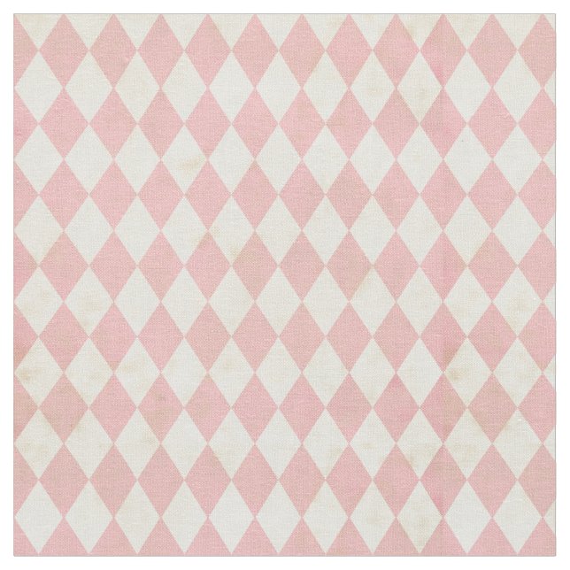 Distressed Pink Argyle Print Fabric (Close Up)