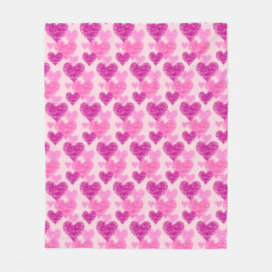 Distressed Pink Heart Fleece Blanket