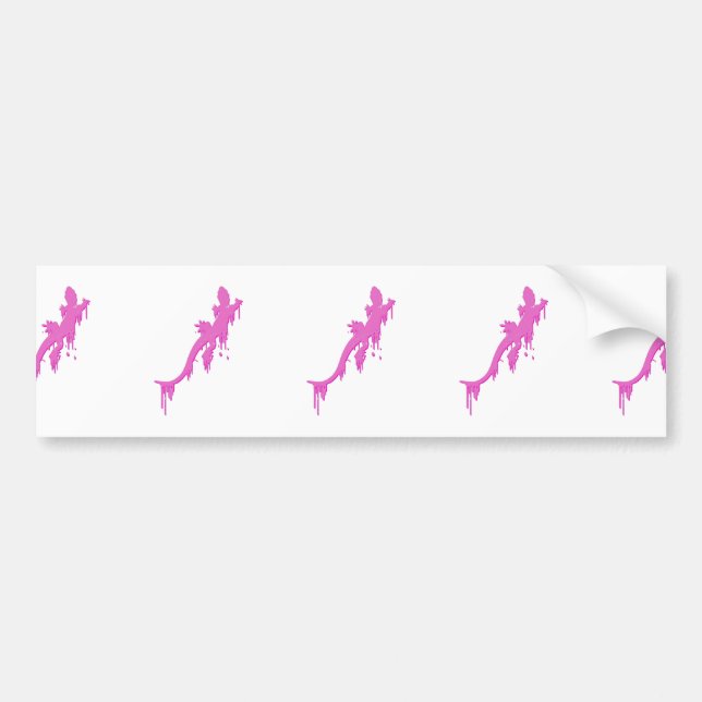 Distressed Pink Salamander With Paint Drip Bumper Sticker (Front)