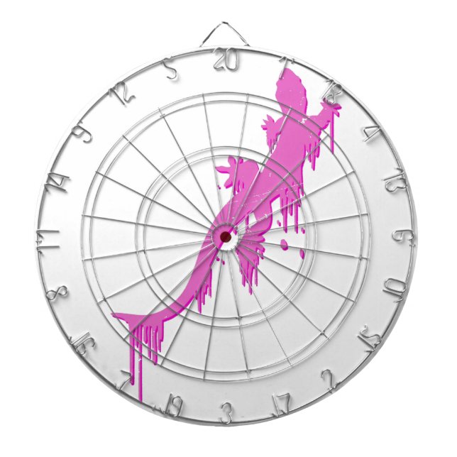 Distressed Pink Salamander With Paint Drip Dartboard (Front)