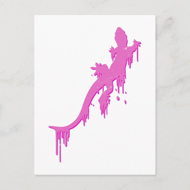 Distressed Pink Salamander With Paint Drip Postcard (Front)