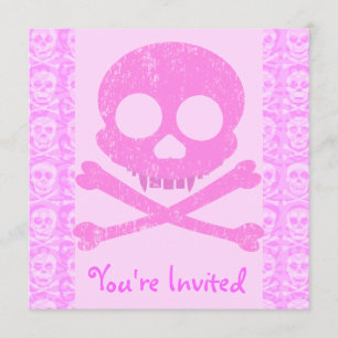Distressed Pink Skull Invitations