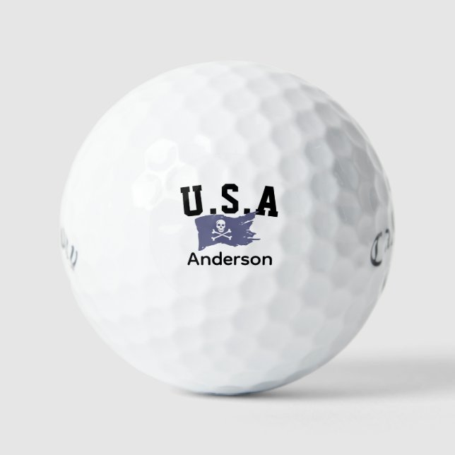 Distressed Pirate Flag Golf Balls - Skull & Bones (Front)