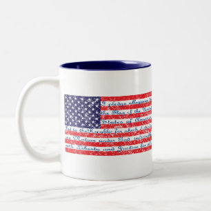 Distressed-Pledge-Flag Two-Tone Coffee Mug