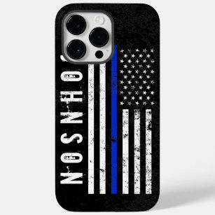 Distressed Police Style American Flag Personalized Case-Mate iPhone 14 Pro Max Case