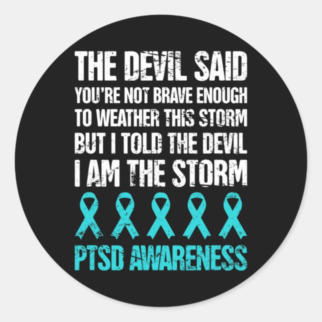 Distressed Post Traumatic Stress Ptsd Awareness  Classic Round Sticker (Front)