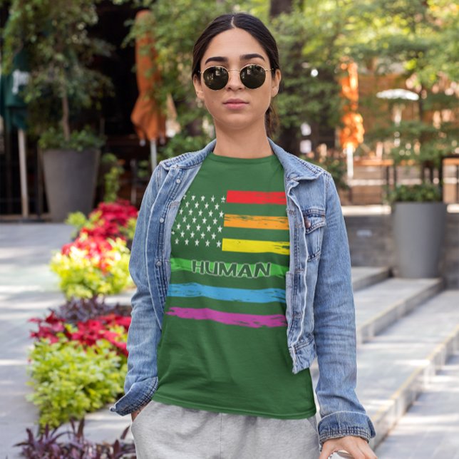 🌈Distressed PRIDE FLAG HUMAN Design🏳️‍🌈 T-Shirt (Creator Uploaded)