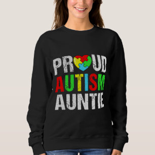 Distressed Proud Autism Auntie Heart Family Matchi Sweatshirt