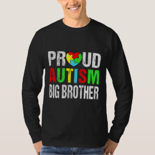 Distressed Proud Autism Big Brother Heart Family M T-Shirt