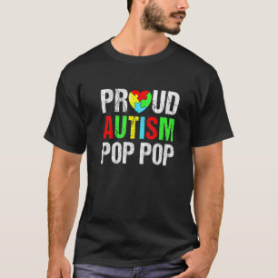 Distressed Proud Autism Pop Pop Heart Family Match T-Shirt