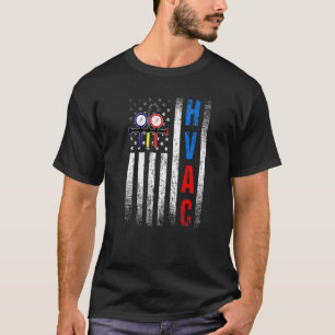 Distressed Proud USA HVAC Tech American Flag HVAC T-Shirt