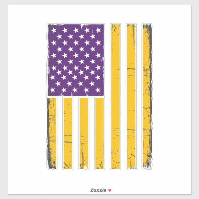 Distressed Purple and Gold American Flag Vector De (Sheet)