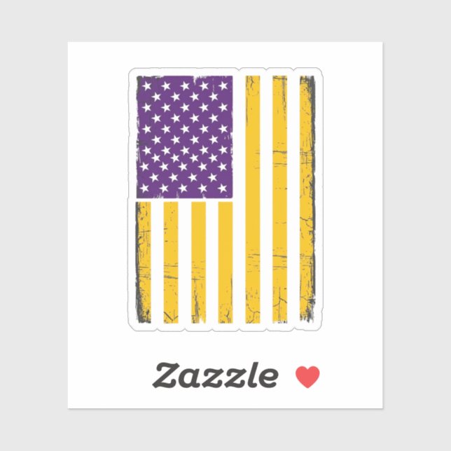 Distressed Purple and Gold American Flag Vector De (Sheet)