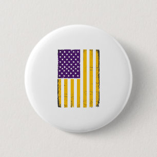 Distressed Purple and Gold American Flag Vector De 2 Inch Round Button