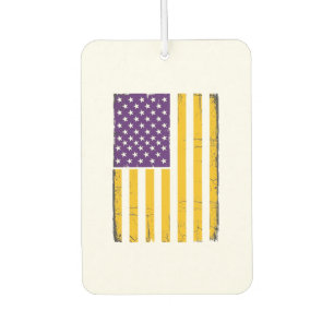 Distressed Purple and Gold American Flag Vector De Air Freshener
