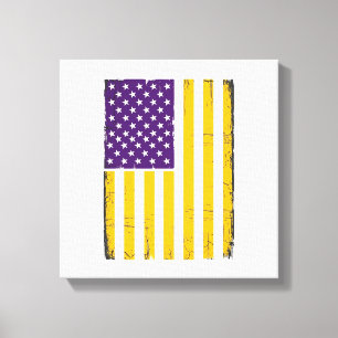 Distressed Purple and Gold American Flag Vector De Canvas Print