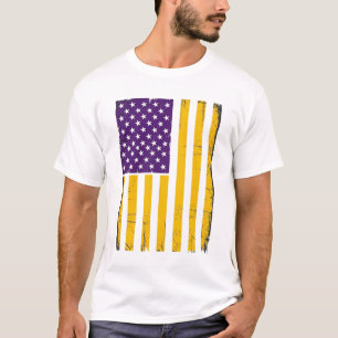 Distressed Purple and Gold American Flag Vector De T-Shirt