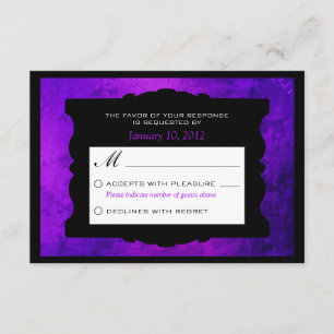Distressed Purple Gothic Wedding RSVP Personalized Card