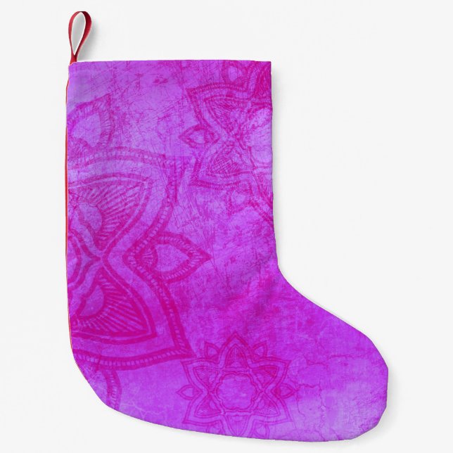 Distressed Purple Mandala Pattern Small Christmas Stocking (Front)