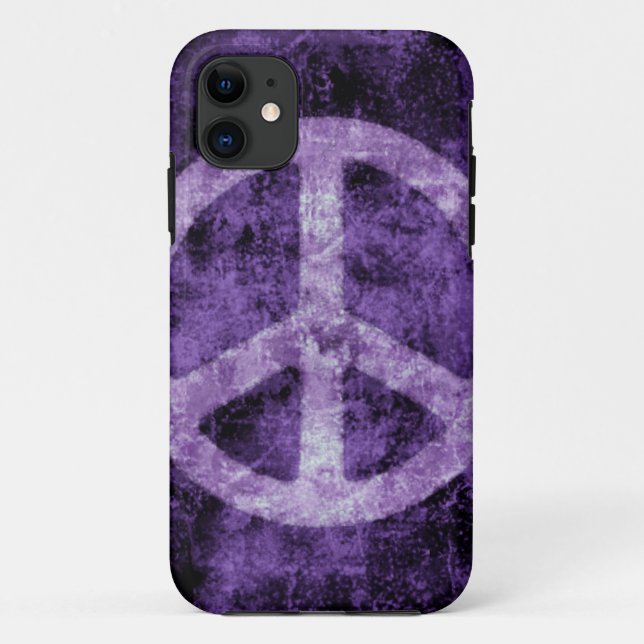 Distressed Purple Peace Sign iPhone Case (Back)