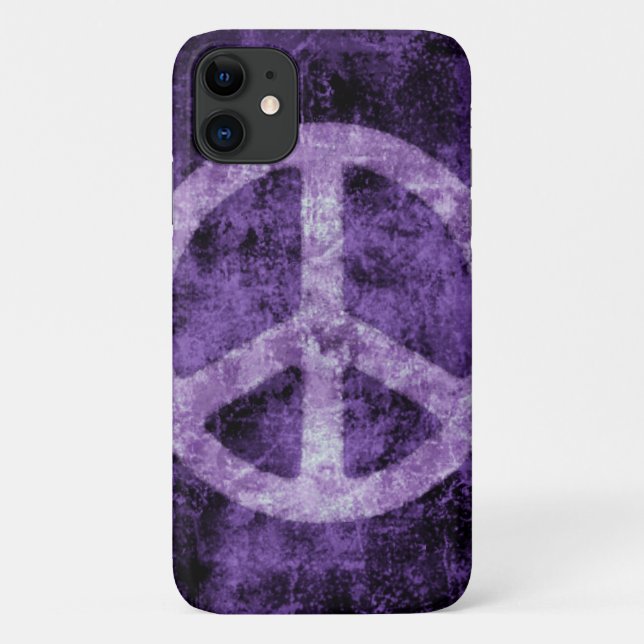Distressed Purple Peace Sign iPhone Case (Back)