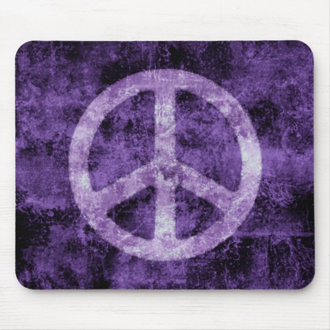 Distressed Purple Peace Sign Mousepad (Front)