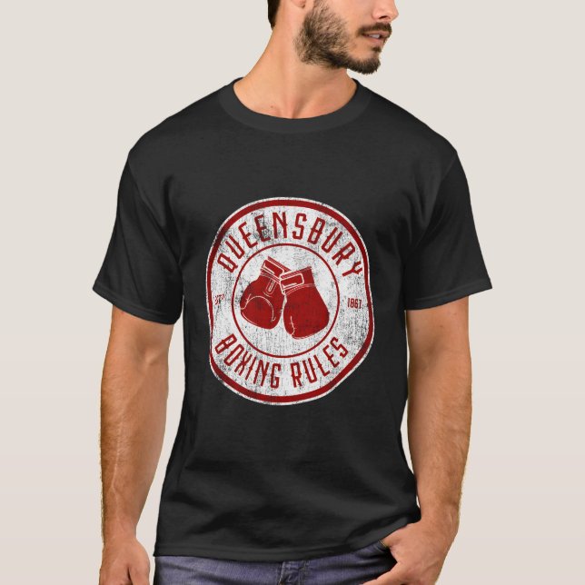 Distressed Queensbury Boxing Rules Boxing T-Shirt (Front)