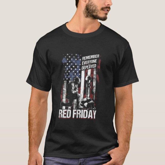 Distressed R E D Friday  Remember Everyone Deploye T-Shirt (Front)