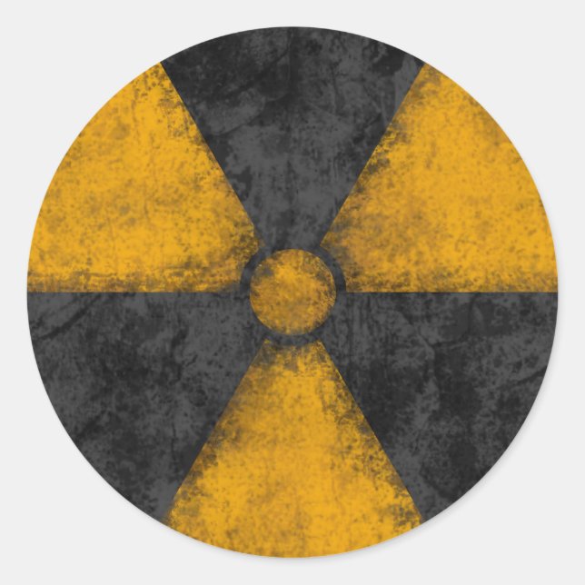 Distressed Radiaton Symbol Classic Round Sticker (Front)