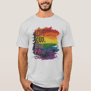 Distressed rainbow flag love loud live proud LGBTQ T-Shirt