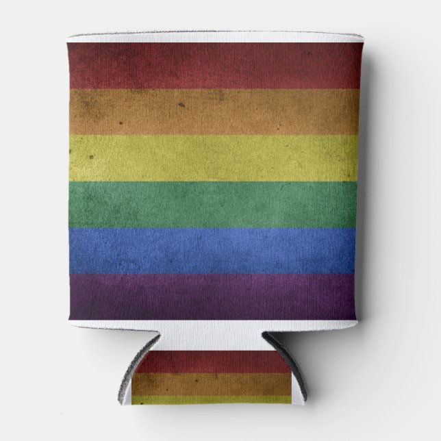 Distressed Rainbow Flag (Pride / Gay Flag) Can Cooler (Front)