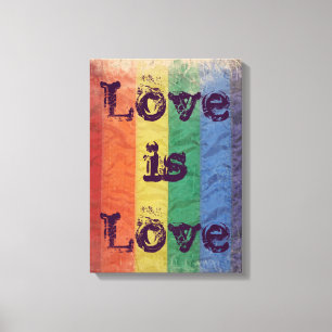 Distressed Rainbow LGBT Flag Love is Love Wall Art
