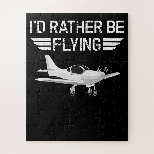 Distressed Rather Be Flying Funny Airplane Pilot Jigsaw Puzzle (Vertical)