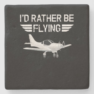 Distressed Rather Be Flying Funny Airplane Pilot Stone Coaster