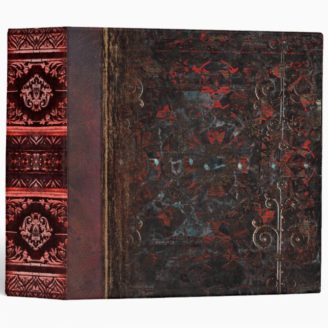 Distressed Red and Black Ancient Tome Binder (Front/Spine)