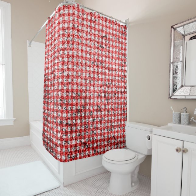 Distressed Red and White Gingham Pattern (In Situ)