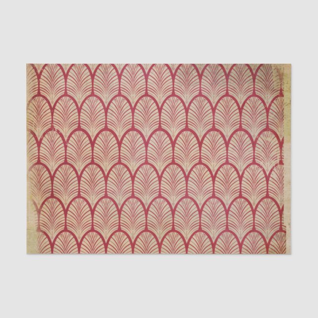 Distressed Red Art Deco Tissue Paper (Front)