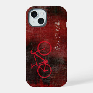 Distressed Red Bike with Script Name iPhone 15 Case