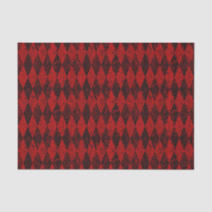 Distressed Red Black Harlequin Diamond Argyle Tissue Paper