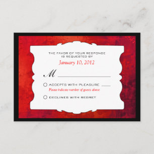 Distressed Red Gothic Wedding RSVP Personalized Card