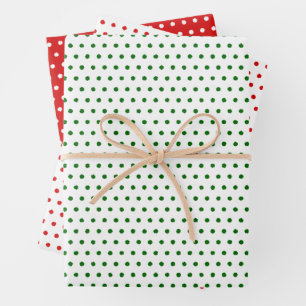 Distressed Red Green White Small Polkadots Pattern Wrapping Paper Sheet