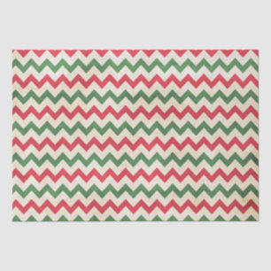 Distressed Red Green Zig Zag Pattern Tissue Paper