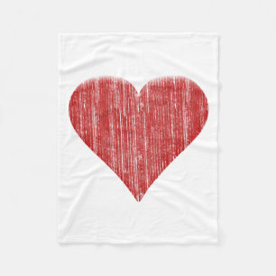 Distressed Red Heart Fleece Blanket