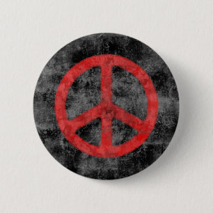 Distressed Red Peace Sign 2 Inch Round Button
