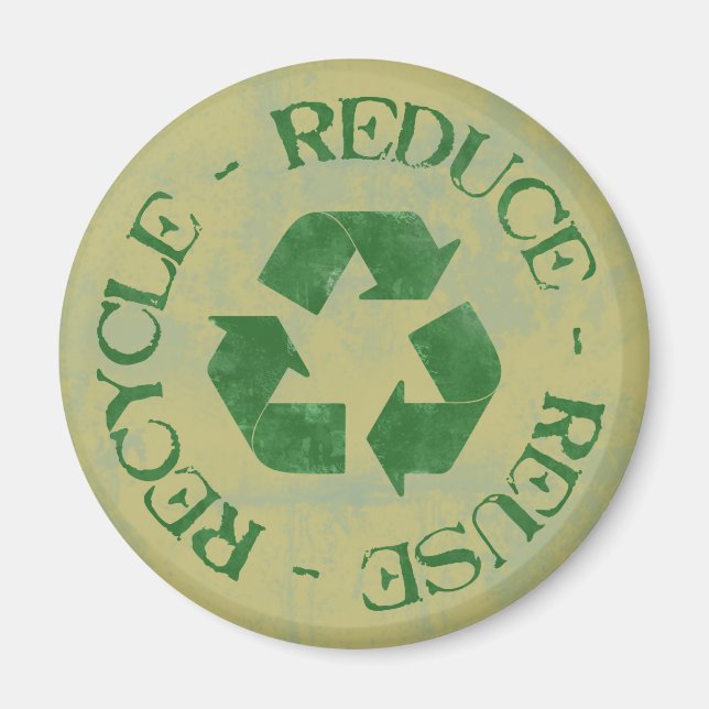 Distressed Reduce Reuse Recycle Magnet (Front)