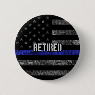 Distressed Retired Police Flag 2 Inch Round Button